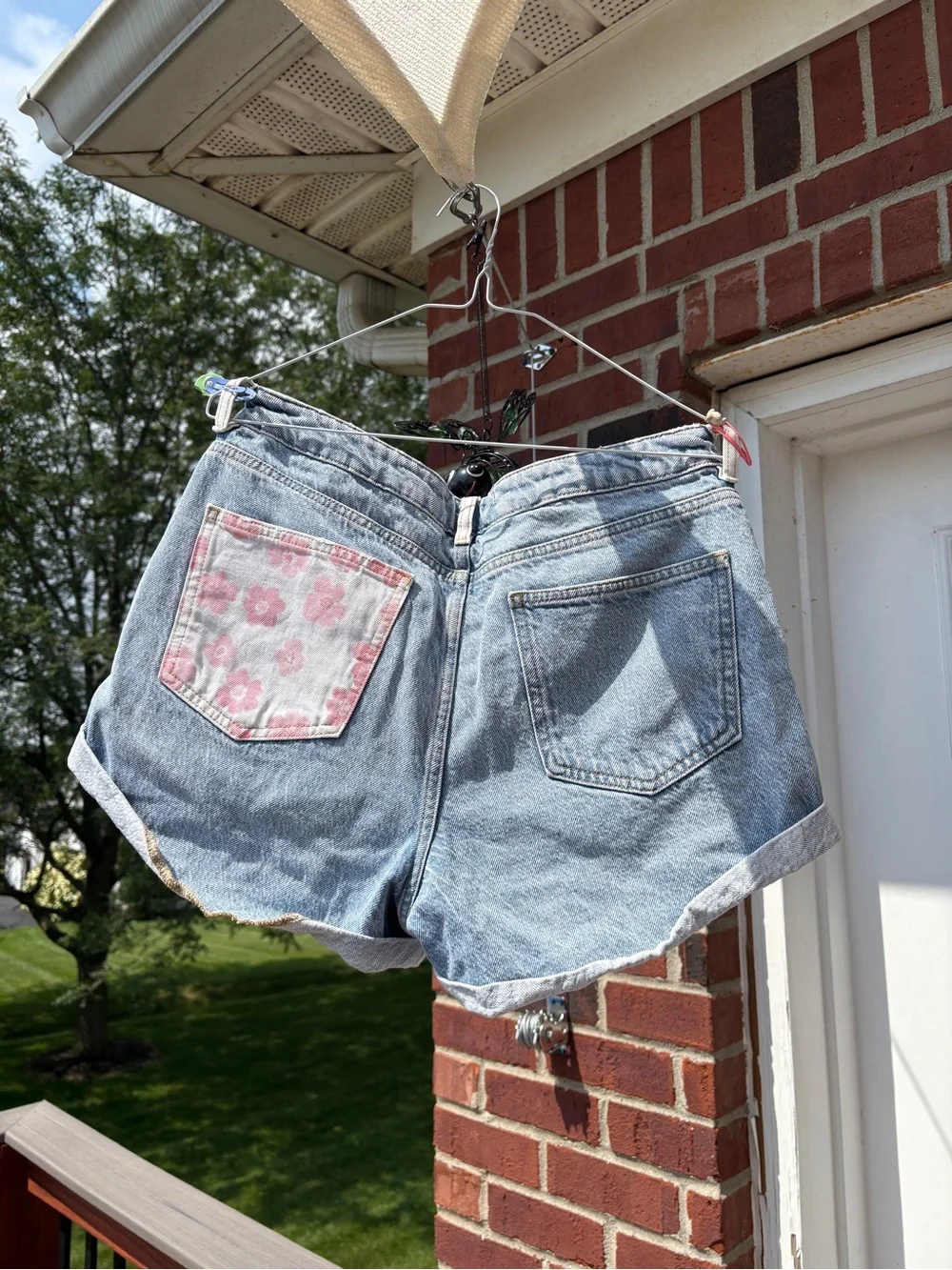 PacSun Two-Tone Floral Patch Denim Shorts